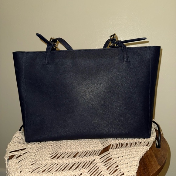 Tory Burch Navy Leather Tote Bag - Picture 2 of 8